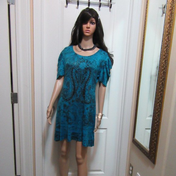 NEW  Blue Bling dress says small appears larger Check - Picture 16 of 16